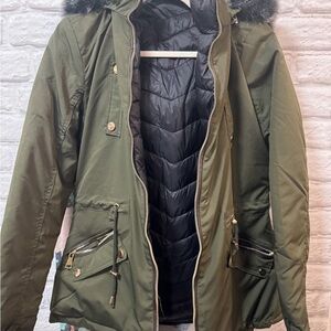 NWOT Olive Green Women's  Reversible Parka Jacket